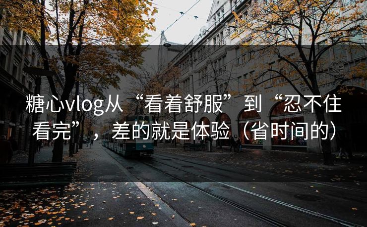 糖心vlog从“看着舒服”到“忍不住看完”，差的就是体验（省时间的）
