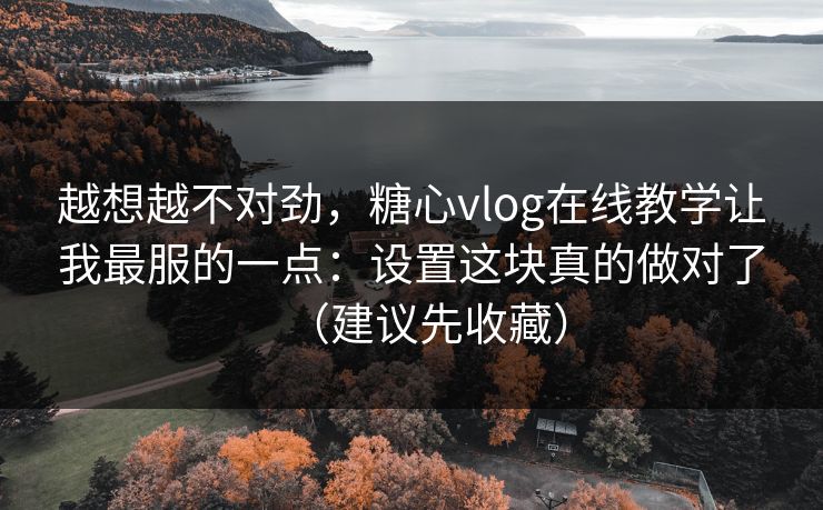 越想越不对劲，糖心vlog在线教学让我最服的一点：设置这块真的做对了（建议先收藏）  第1张