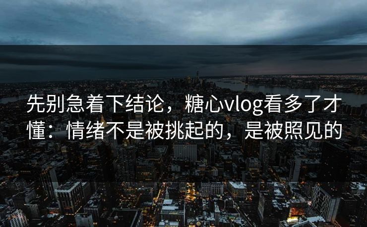 先别急着下结论，糖心vlog看多了才懂：情绪不是被挑起的，是被照见的