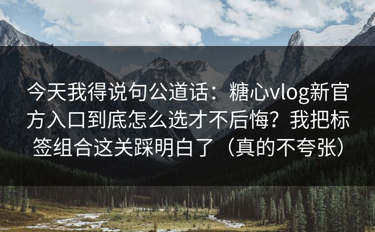 今天我得说句公道话：糖心vlog新官方入口到底怎么选才不后悔？我把标签组合这关踩明白了（真的不夸张）  第1张