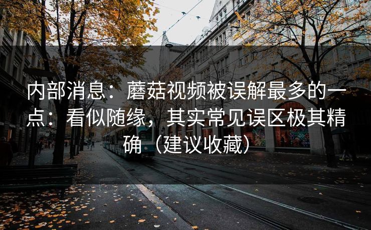 内部消息:蘑菇视频被误解最多的一点:看似随缘,其实常见误区极其精确(建议收藏) 内部消息:蘑菇视频被误解最多的一点:看似随缘,其实常见误区极其精确(建议收藏)