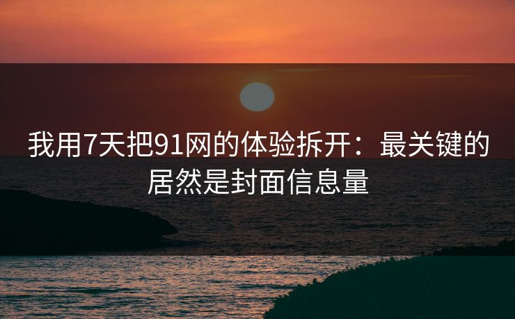 我用7天把91网的体验拆开:最关键的居然是封面信息量 我用7天把91网的体验拆开:最关键的居然是封面信息量