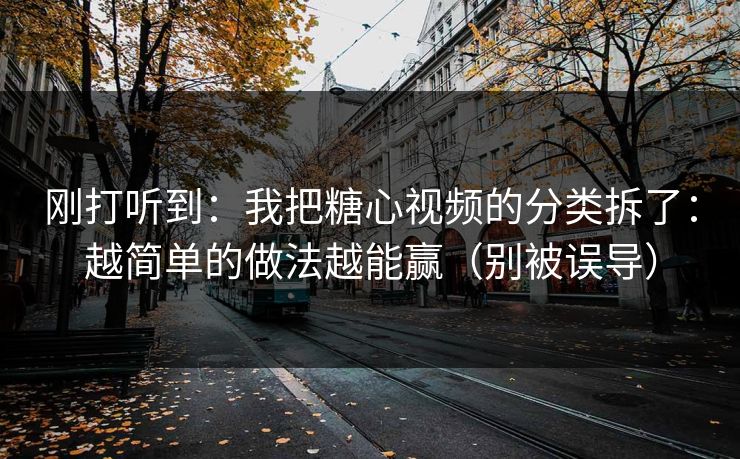 刚打听到:我把糖心视频的分类拆了:越简单的做法越能赢(别被误导) 第1张 刚打听到:我把糖心视频的分类拆了:越简单的做法越能赢(别被误导) 第1张