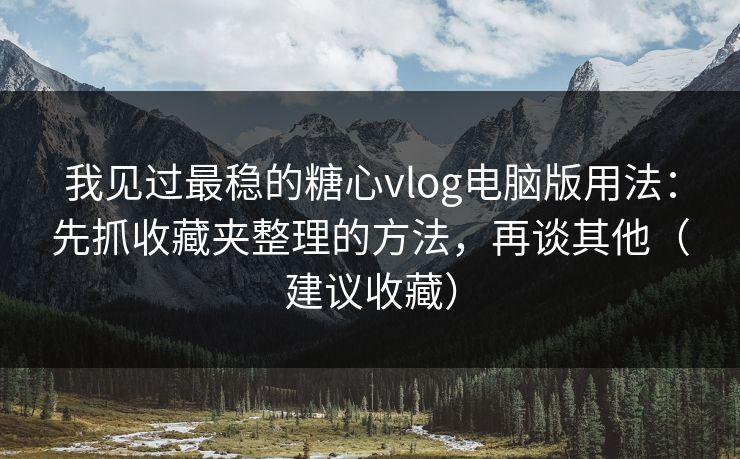 我见过最稳的糖心vlog电脑版用法：先抓收藏夹整理的方法，再谈其他（建议收藏）  第1张