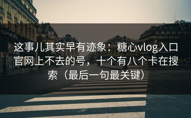 这事儿其实早有迹象：糖心vlog入口官网上不去的号，十个有八个卡在搜索（最后一句最关键）  第1张