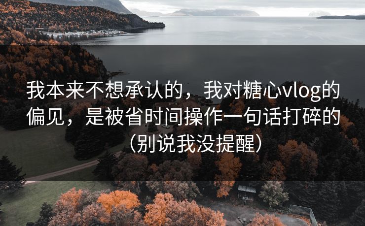 我本来不想承认的，我对糖心vlog的偏见，是被省时间操作一句话打碎的（别说我没提醒）