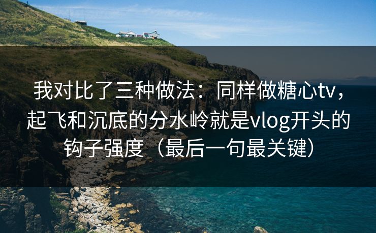 我对比了三种做法：同样做糖心tv，起飞和沉底的分水岭就是vlog开头的钩子强度（最后一句最关键）